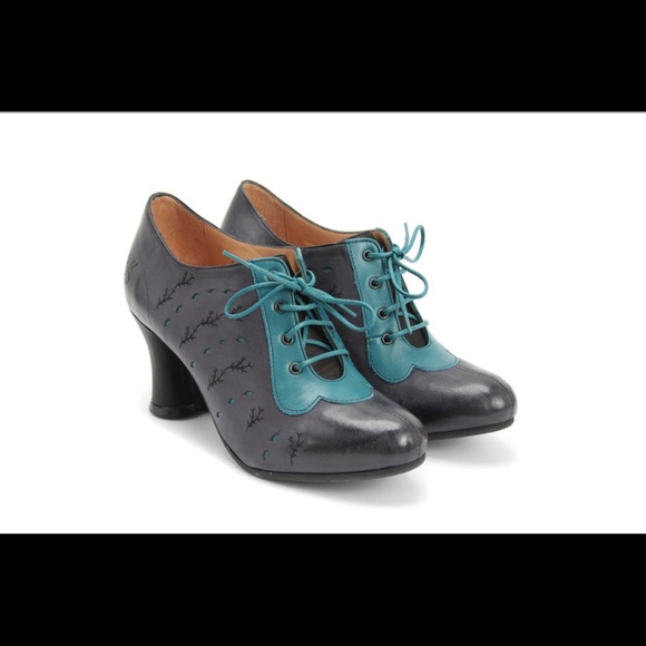 John Fluevog Shoes - Fluevog Fascination Grey & Teal Soft Leather